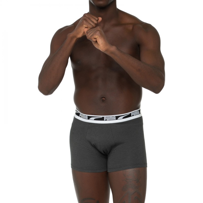 Boxerman_Herrenunterwäsche_Boxershorts_Puma_2-er Set_Logo Boxer_Grau Schwarz
