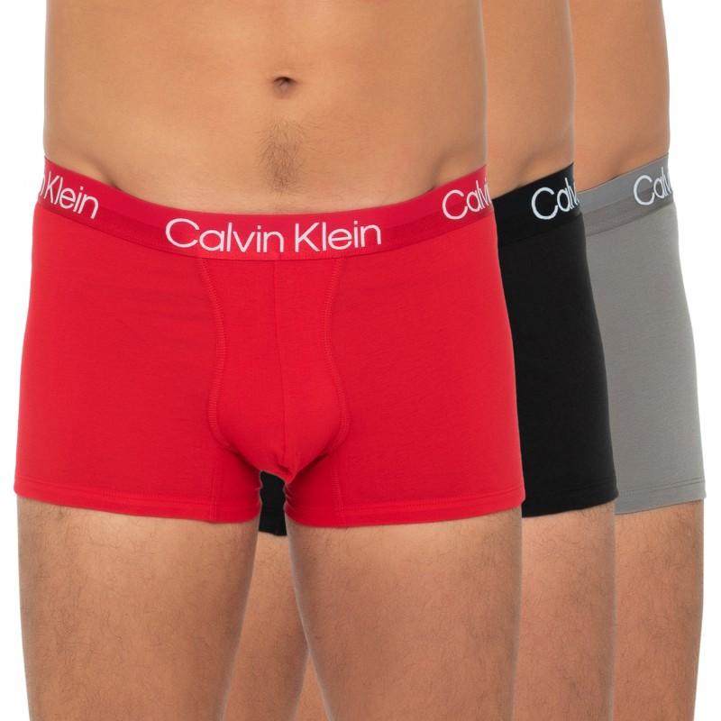CalvinKlein_3-erSet_Trunks_Grau,Rot&Schwarz