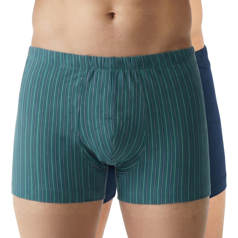 Schiesser 2-er Set Trunks Grün gestreift & Navy günstig online kaufen