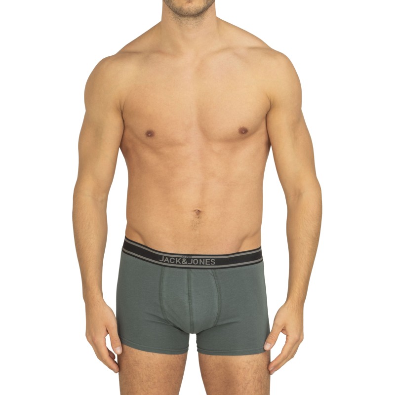 Jack & Jones 5-er Set Trunks Schwarz, Grau & Blau mit verschiedenfarbigen Webbund