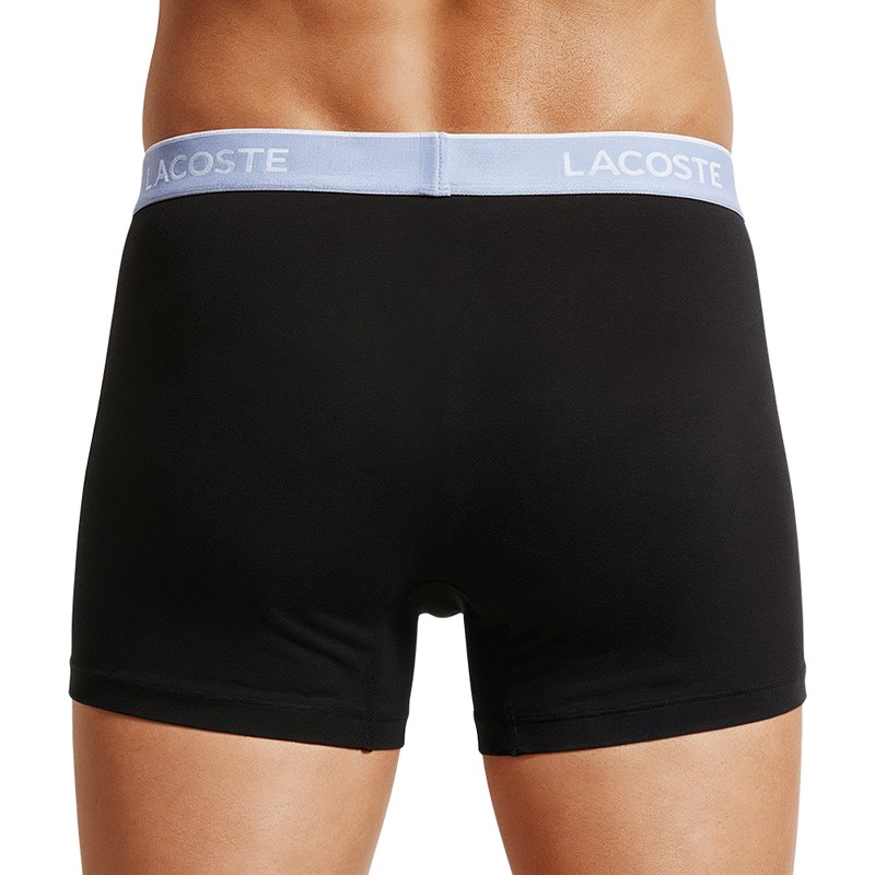 Boxerman_Herrenunterwäsche_Boxershorts_ Lacoste_3-er Set_Trunks_Schwarz_mit_mehrfarbigen_Webbund