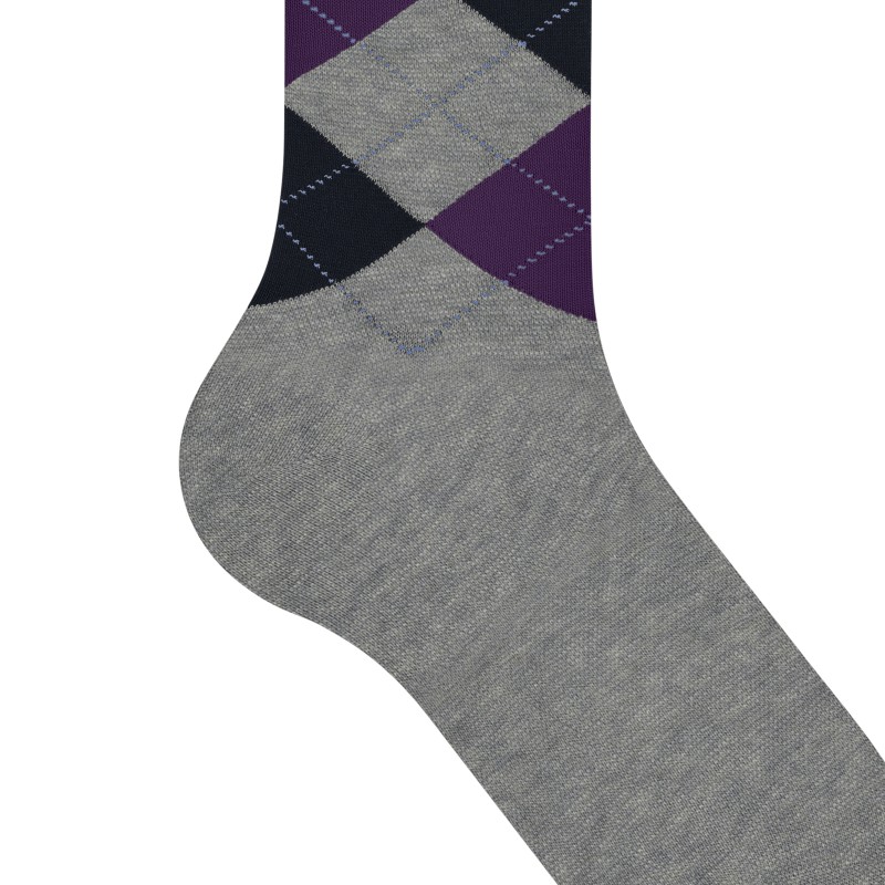Burlington_Socken_Grau_mitArgyle-Muster