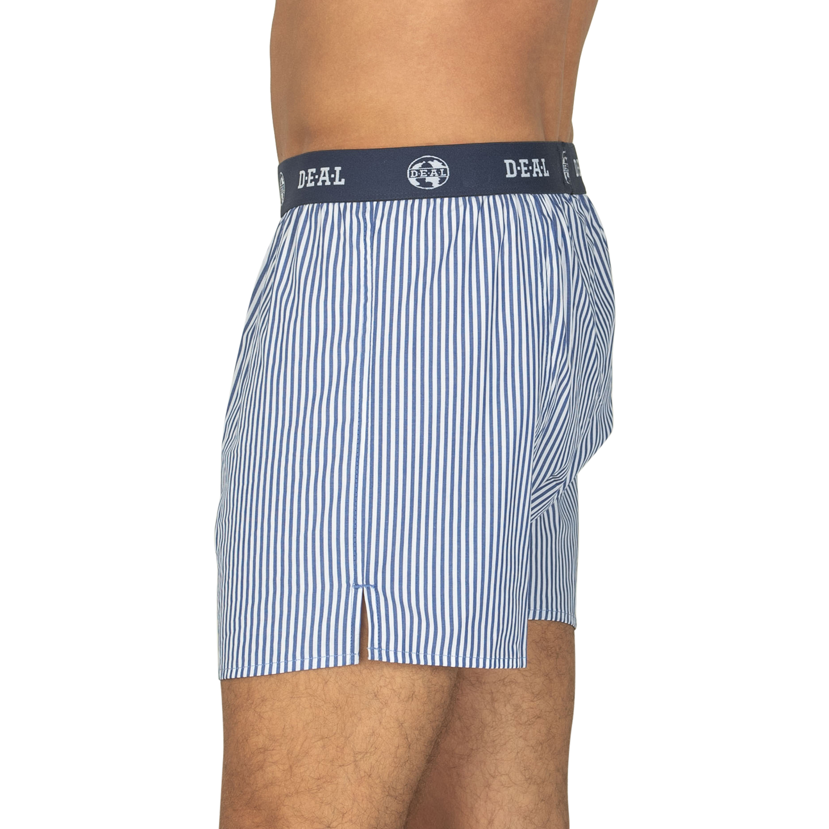 D.E.A.L International Boxershorts – Weiß-Grau Gestreift, 100% Baumwolle, OEKO-TEX Zertifiziert