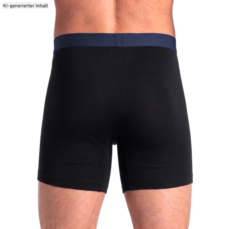 Schiesser_3-er Set_Trunks_Schwarz_mit_verschiedenfarbigem_Webbund