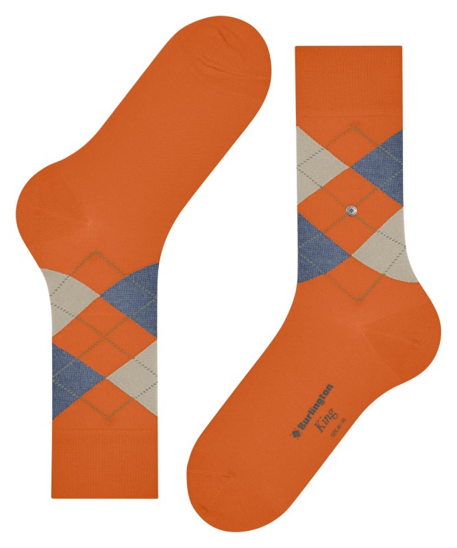 Burlington_Socken_Orange_mitArgyle-Muster