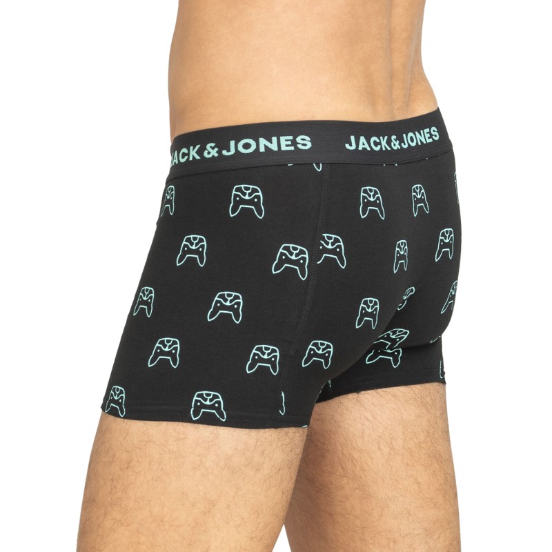 Jack & Jones 3-er Set Trunks Schwarz, Blau & Petrol mit Motiv