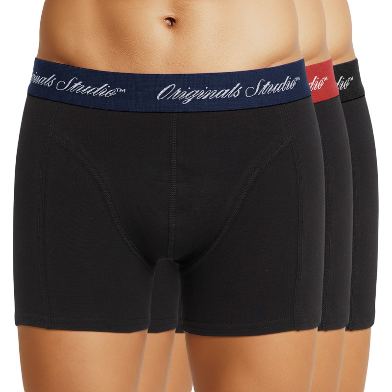 Jack & Jones 3-er Set Trunks Schwarz Dunkelblau Rot