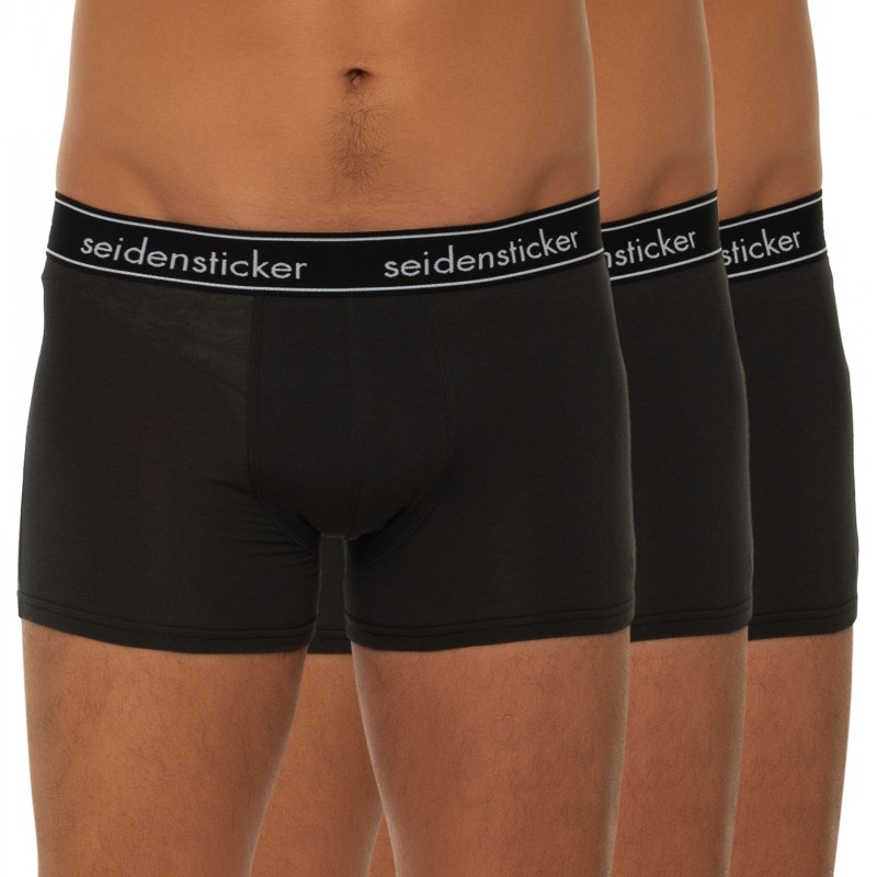 Boxerman_Herrenunterwäsche_Boxershorts_Seidensticker_3-er Set_Trunks_Schwarz
