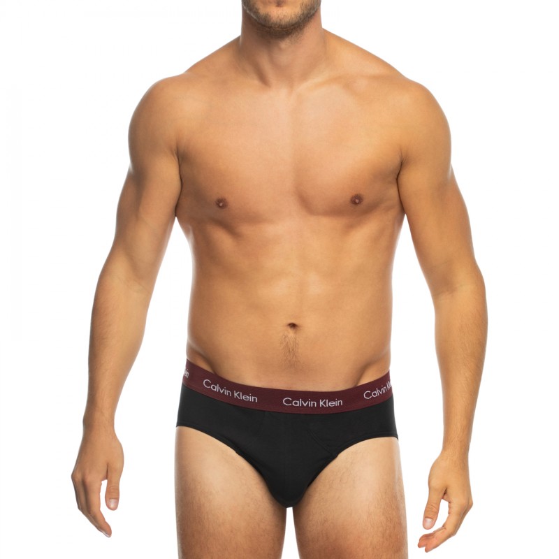 Calvin Klein_3-er Set_Slips_Schwarz_mitverschiedenfarbigemWebbund