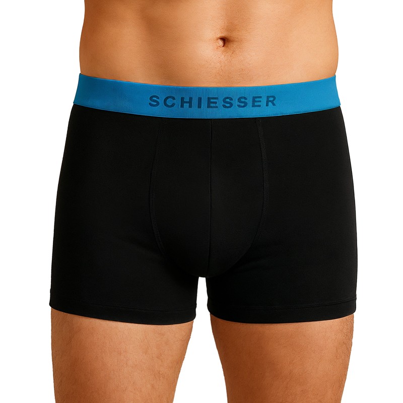 Schiesser_2-erSet_Trunks_Schwarz_mit_verschiedenfarbigem_Webbund