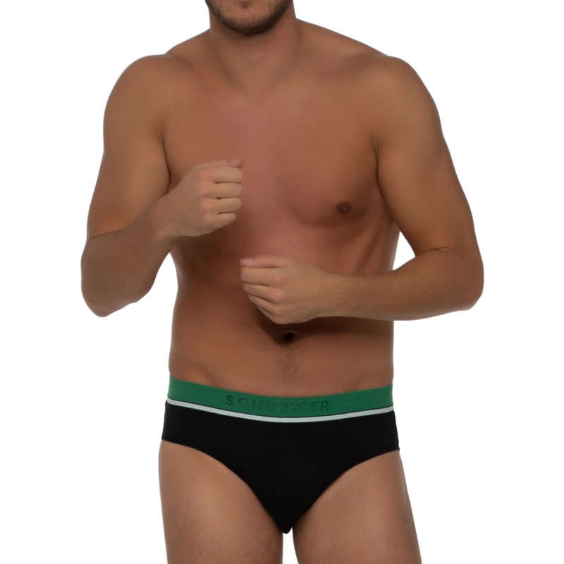 Boxerman_Herrenunterwäsche_Boxershorts_Schiesser_3-er Set_Slips_Schwarz