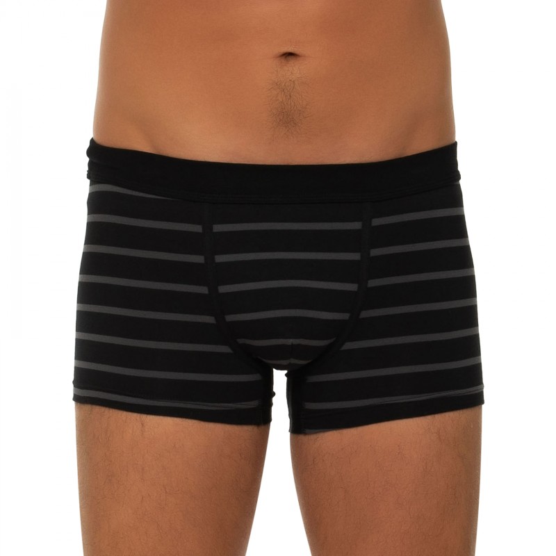 Boxerman_Herrenunterwäsche_Boxershorts_Seidensticker_3-er Set_Trunks_Grau Schwarz & Gestreift