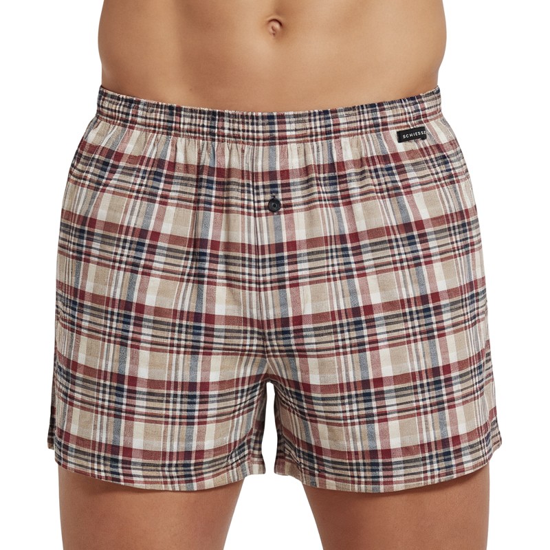 Schiesser_Boxershorts_Rot_Beige_Kariert_Dunkelblau