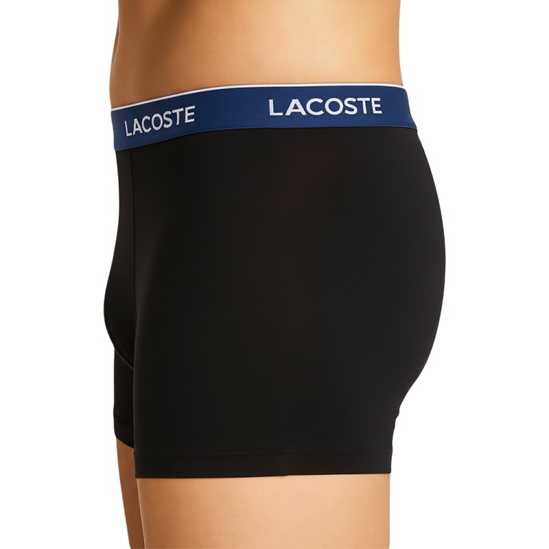 Boxerman_Herrenunterwäsche_Boxershorts_ Lacoste_3-er Set_Trunks_Schwarz_mit_mehrfarbigen_Webbund