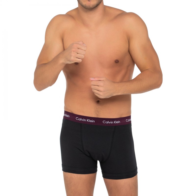 CalvinKlein_3-erSet_Trunks_Schwarz_mitverschiedenfarbigemWebbund