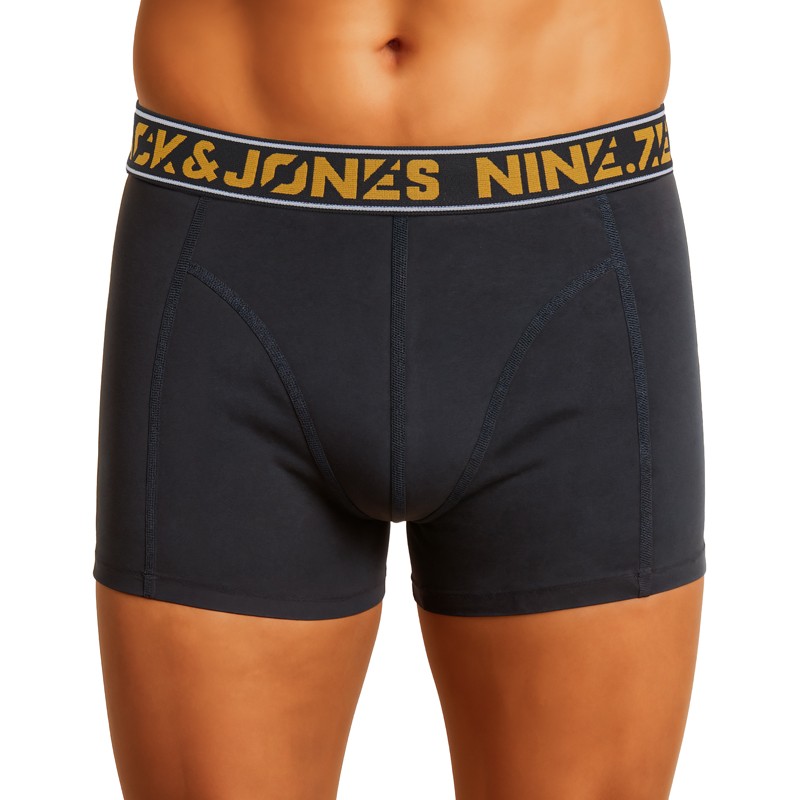 Jack & Jones 7-er Set Trunks Schwarz/Hellgrau mit verschiedenfarbigem Webbund