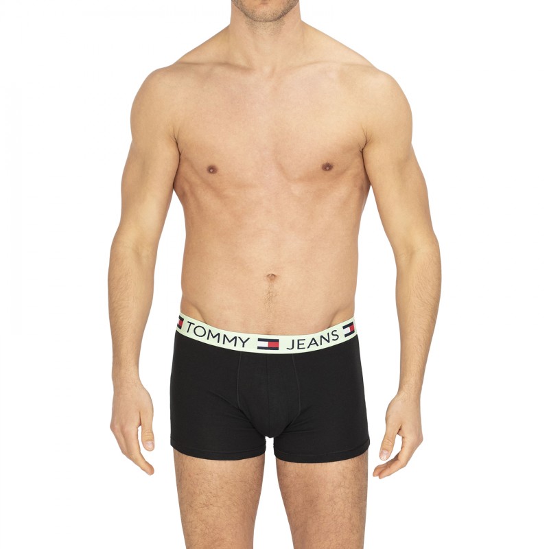 Tommy Jeans 3-er Set Trunks Schwarz mit verschiedenfarbigem Webbund