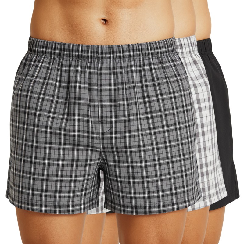 Jack & Jones 3-er Set Boxershorts Schwarz, Weiß & Grau kariert günstig online kaufen