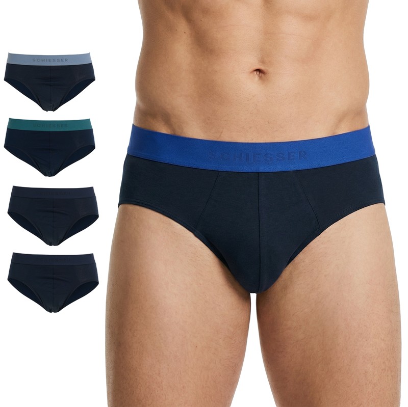 Schiesser 5-er Set Slips Schwarz mit verschiedenfarbigen Webbund günstig online kaufen