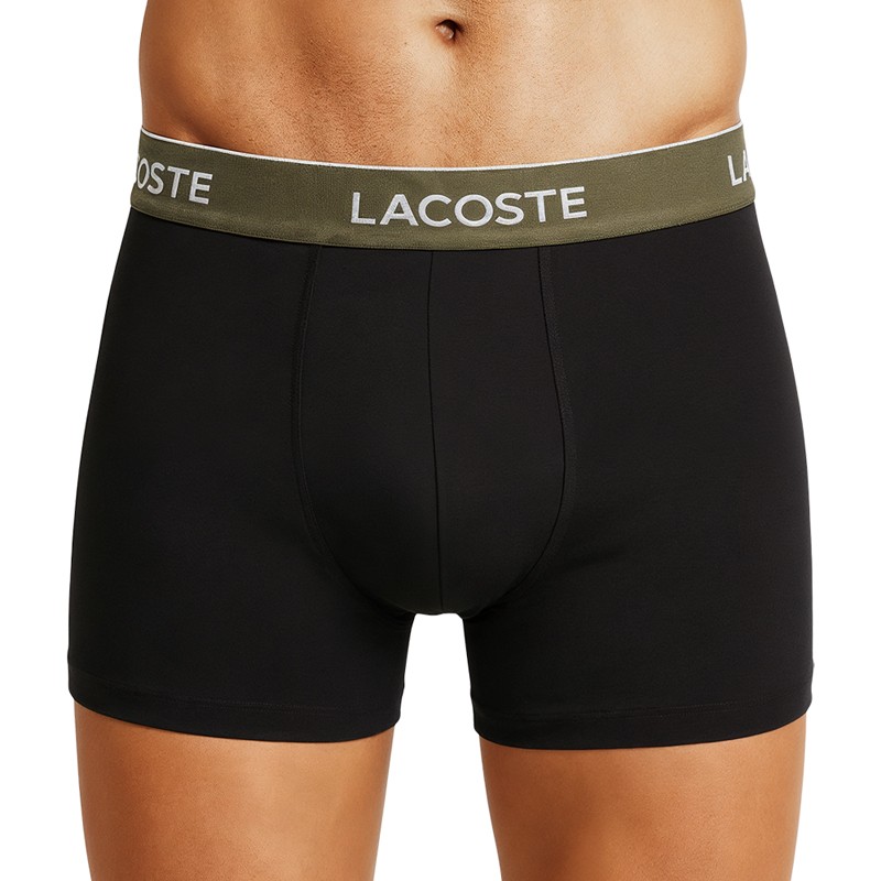 Boxerman_Herrenunterwäsche_Boxershorts_ Lacoste_3-er Set_Trunks_Schwarz_mit_mehrfarbigen_Webbund