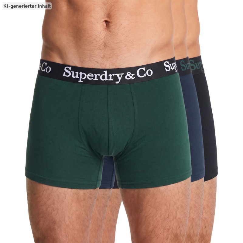 Superdry_3-erSet_Trunks_Dunkelgrün_Dunkelblau_Schwarz