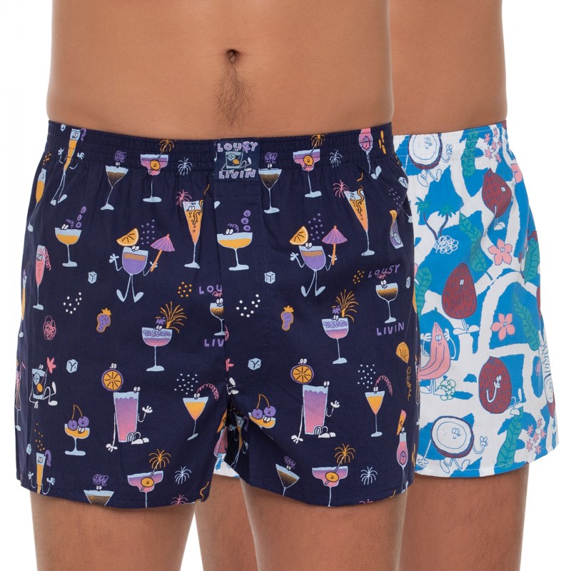 Boxerman_Herrenunterwäsche_Lousy Livin_2 Set_Boxershorts_Blau Lila_Motiv