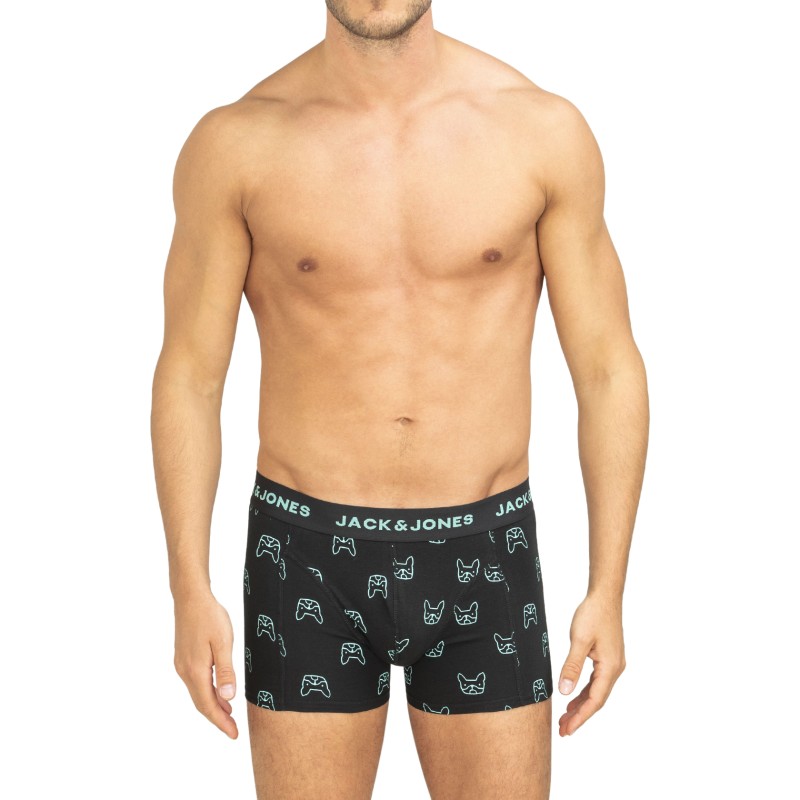 Jack & Jones 3-er Set Trunks Schwarz, Blau & Petrol mit Motiv