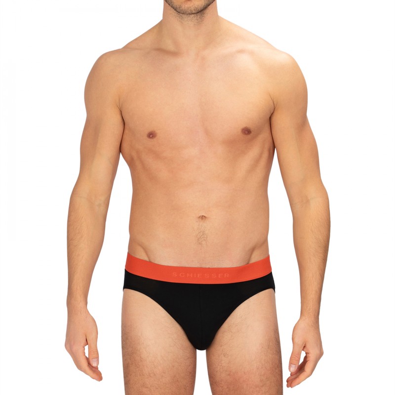 Schiesser_3-erSet_Slips_Schwarz_mitverschiedenfarbigemWebbund