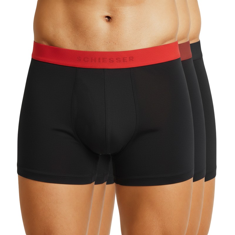 Schiesser 3-er Set Trunks Schwarz mit verschiedenfarbigem Webbund günstig online kaufen
