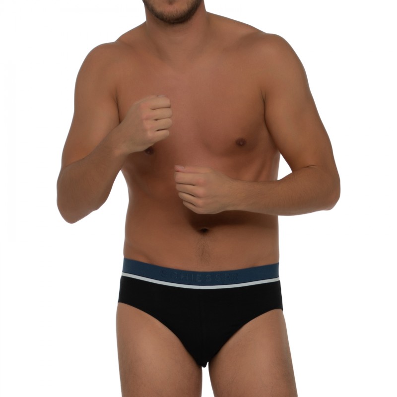 Boxerman_Herrenunterwäsche_Boxershorts_Schiesser_3-er Set_Slips_Schwarz