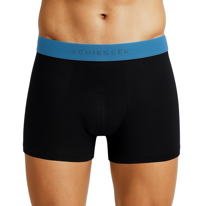 Schiesser_3-erSet_Trunks_Schwarz_mit_verschiedenfarbigem_Webbund
