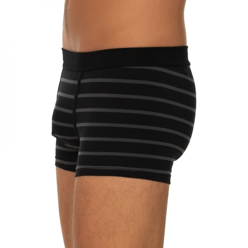 Boxerman_Herrenunterwäsche_Boxershorts_Seidensticker_3-er Set_Trunks_Grau Schwarz & Gestreift