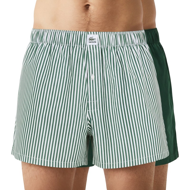 Lacoste 2-er Set Boxershorts Grün & Weiß gestreift günstig online kaufen