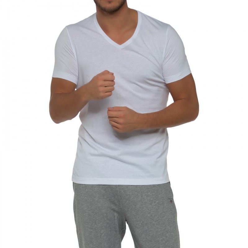 Boxerman_Herrenunterwäsche_Unterhemd_Ragman_2-er Set_Shirts_Weiß_V-Ausschnitt