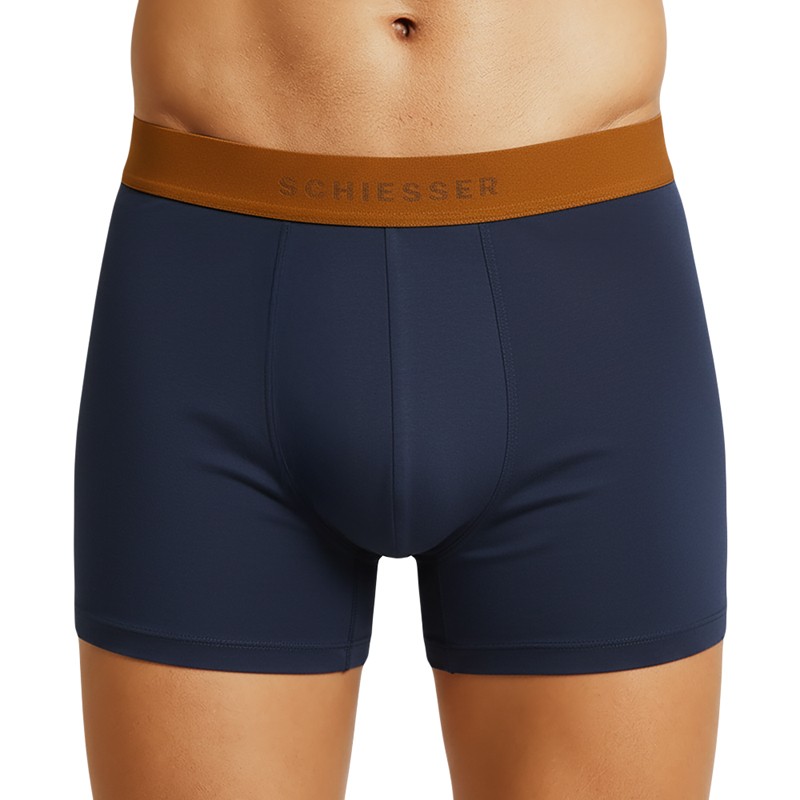 Schiesser_2-erSet_Trunks_Dunkelblau_mit_verschiedenfarbigem_Webbund