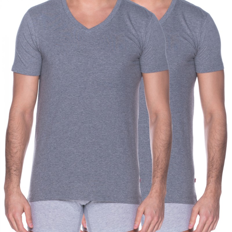 Levi's_2-er Set_T-Shirt_V-Ausschnitt_Grau