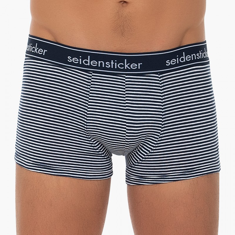 Boxerman_Herrenunterwäsche_Boxershorts_Seidensticker_3-er Set_Trunks_Grau Blau Gestreift