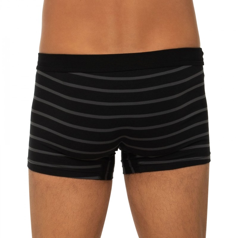 Boxerman_Herrenunterwäsche_Boxershorts_Seidensticker_3-er Set_Trunks_Grau Schwarz & Gestreift