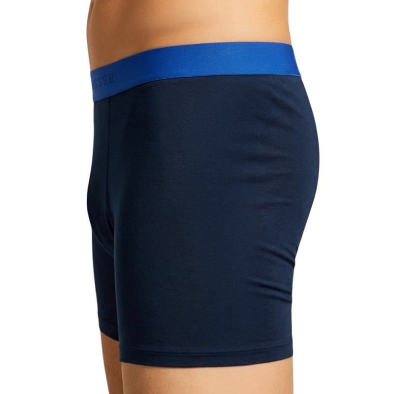 Schiesser_2-erSet_Trunks_Dunkelblau_mit_verschiedenfarbigem_Webbund