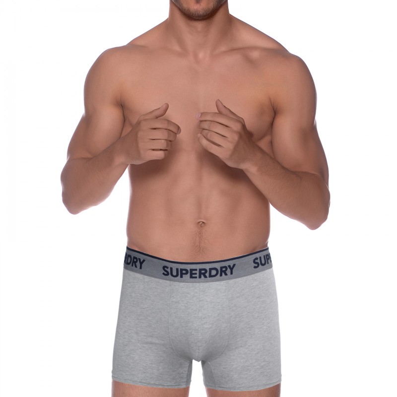 Boxerman_Herrenunterwäsche_Boxershorts_Superdry_2-er Set_Trunks_Blau Grau Schwarz