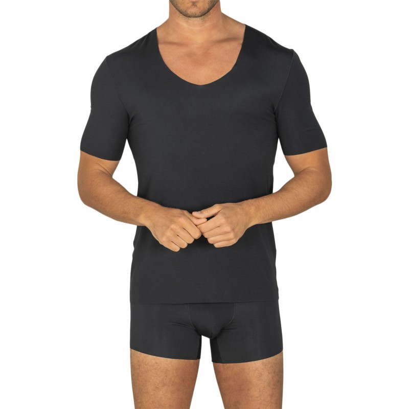 Boxerman_Herrenunterwäsche_Unterhemd_HANRO_T-Shirt_Schwarz