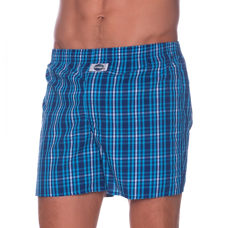 D.E.A.L International Boxershorts, Kariert Blau - 1 Stück, Aus 100% Baumwolle, Mit OEKO-TEX, Bequem Locker