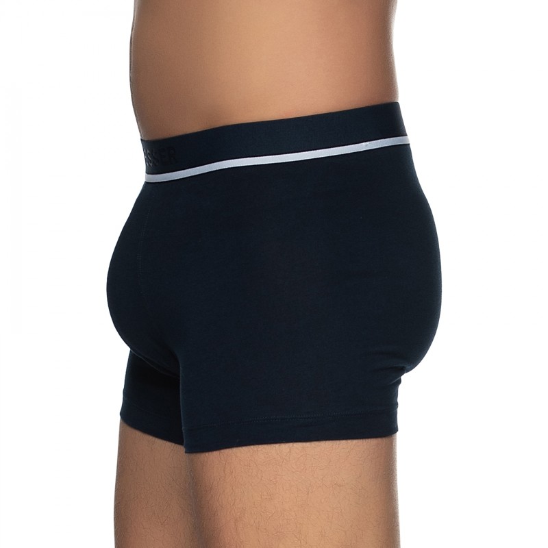 Boxerman_Herrenunterwäsche_Boxershorts_Schiesser_3-erSet_Trunks_Schwarz Grau & Dunkelblau