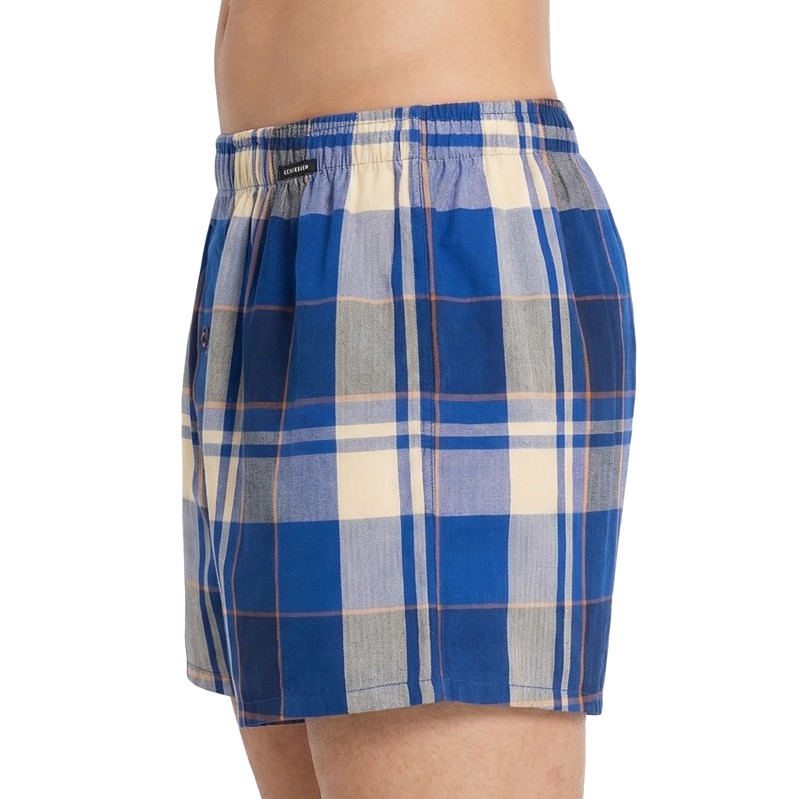 Schiesser_Boxershorts_Blau_kariert_Grau
