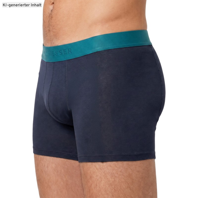 Schiesser_5-er Set_Shorts_Dunkelblau_mit_mehrfarbigen_Webbund