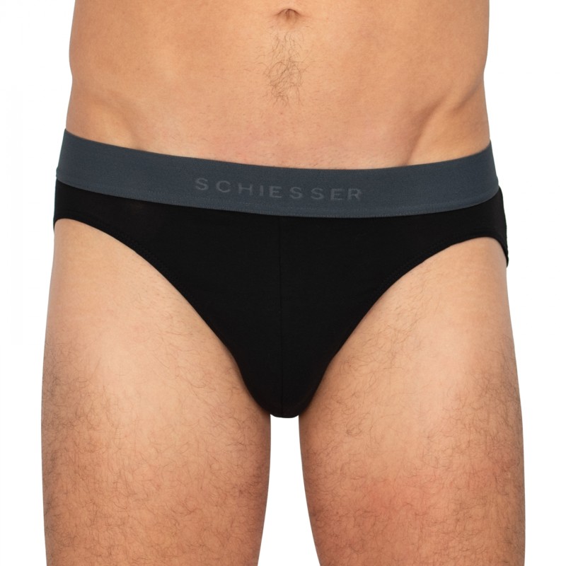 Schiesser_3-erSet_Slips_Schwarz_mitverschiedenfarbigemWebbund