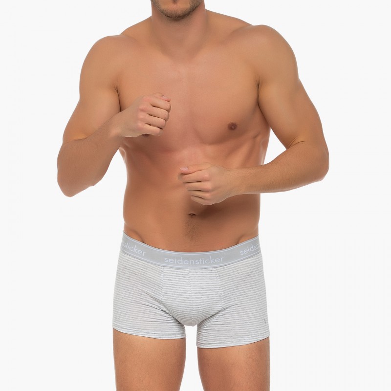 Boxerman_Herrenunterwäsche_Boxershorts_Seidensticker_3-er Set_Trunks_Grau Blau Gestreift