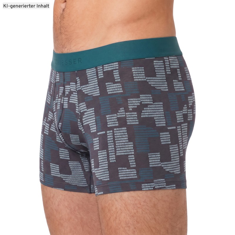 Schiesser_3-er Set_Shorts_Schwarz_mitMuster