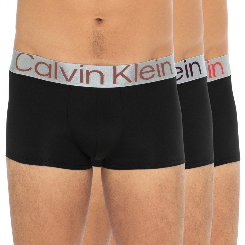 CalvinKlein_3-erSet_Trunks_Schwarz_mitsilbernenWebbund