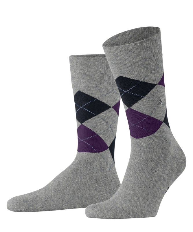 Burlington_Socken_Grau_mitArgyle-Muster